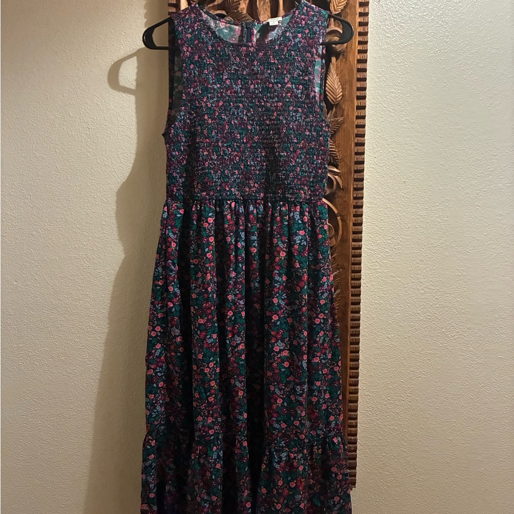 J. Crew Floral Maxi Dress in Pink and Green